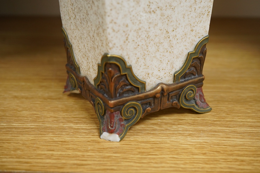 A late 19th century Royal Worcester Japonisme vase, with loss to foot, 28cm